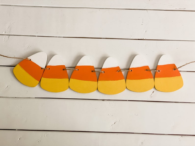 Tiered Tray Banner, Candy Corn Tiered Tray Banner, Halloween Tiered Tray Decor, Hand Painted ,Farmhouse Fall Decor, Rae Dunn Inspired, image 2
