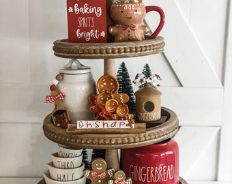 Gingerbread Mini Bundle, Farmhouse Gingerbread Decor, Gingerbread Tiered Tray Decor, Christmas Tiered Tray,Christmas Decor, Rae Dunn Xmas