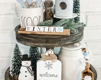 Winter Tiered Tray Decor Bundle, Snowman Decor Bundle, Snowflake Tiered Tray, Winter Tiered Tray,Snowflake Decor, Rae Dunn Winter