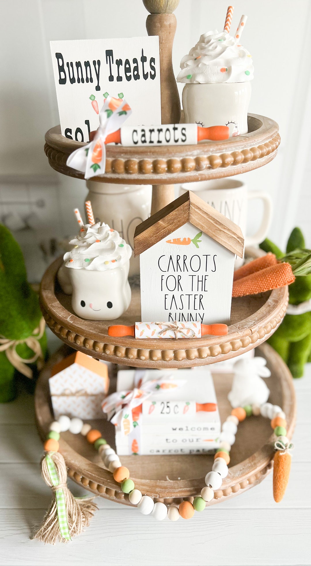 Easter Tiered Tray Decor Tiered Tray Bundle carrot Mini Sign Set Home