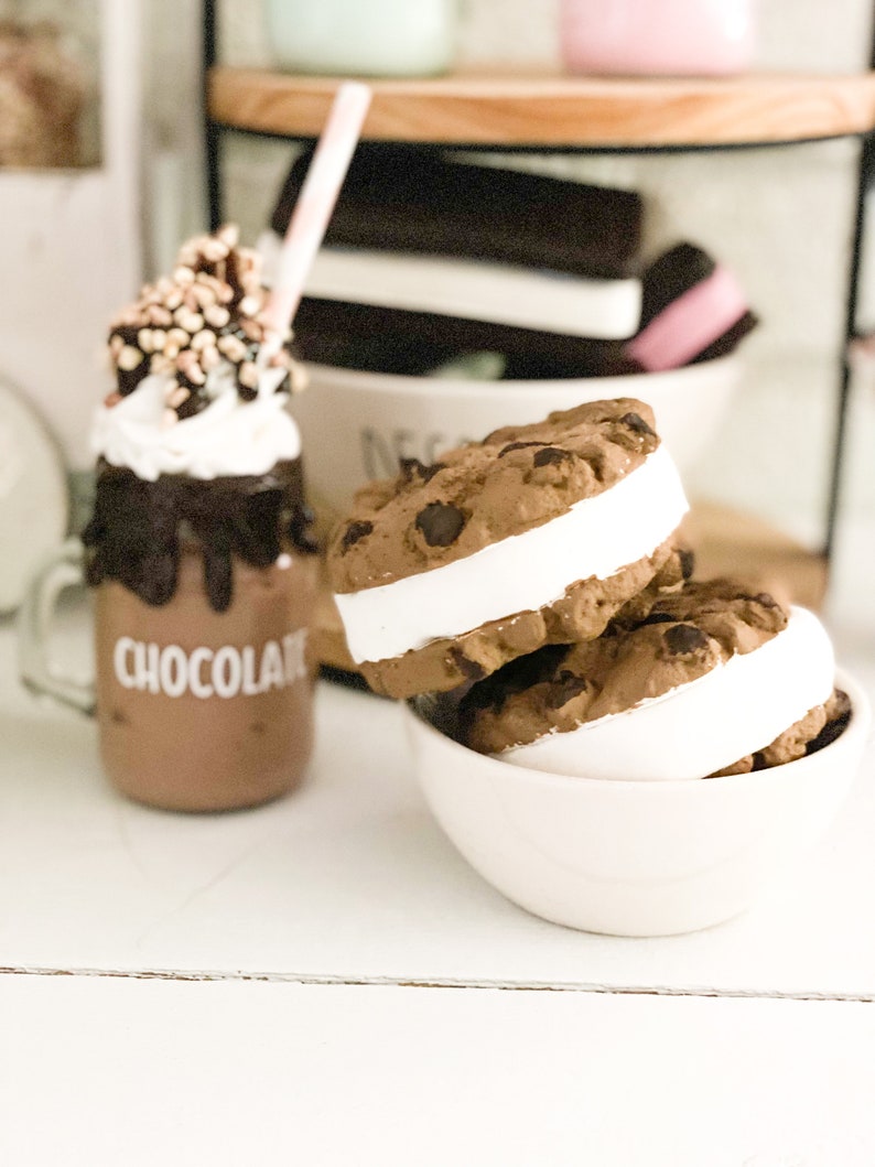 Faux Ice Cream Sandwich Fake Ice Cream Fake Sweets Fake Chipwich Ice Cream Day Tiered Tray Photo Props Fake Bake image 4