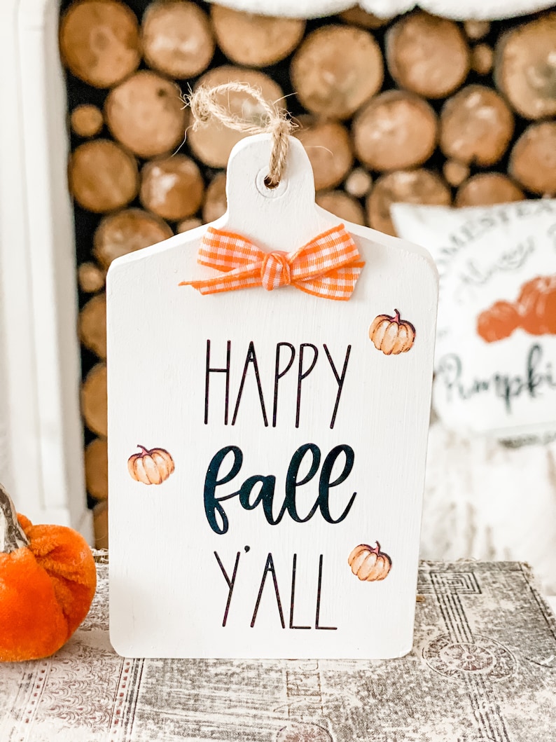 Mini Cutting Board Fall Tiered Tray Decor HAND CUTstands alone Pumpkin Fall Y'all Sign Fall Kitchen Farmhouse image 3