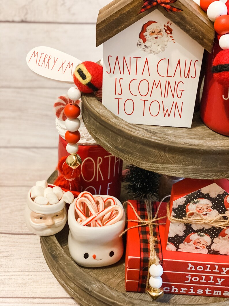 Christmas Decor Bundle for Tiered Tray Santa Bundleholly Etsy