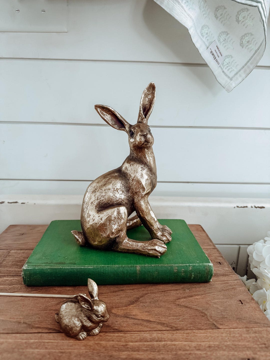 Sitting Brass Tone Rabbit Figurine | Vintage Bunny Decor | Cottagecore ...