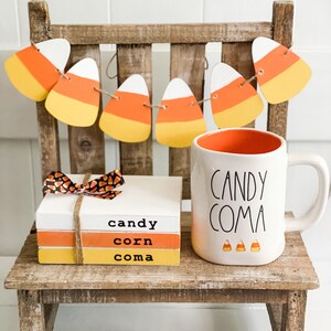 Tiered Tray Banner, Candy Corn Tiered Tray Banner, Halloween Tiered Tray Decor, Hand Painted ,Farmhouse Fall Decor, Rae Dunn Inspired, image 3