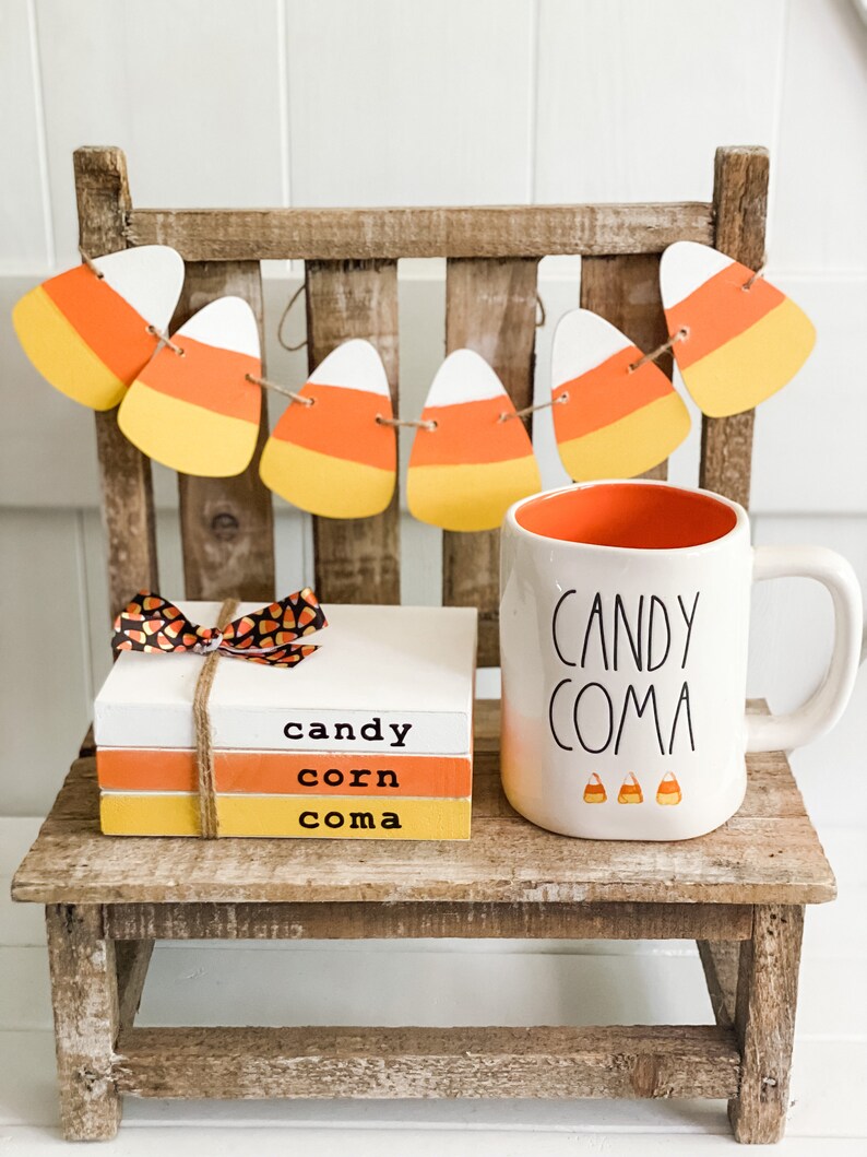 Tiered Tray Banner, Candy Corn Tiered Tray Banner, Halloween Tiered Tray Decor, Hand Painted ,Farmhouse Fall Decor, Rae Dunn Inspired, image 3