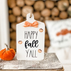 Mini Cutting Board Fall Tiered Tray Decor HAND CUTstands alone Pumpkin Fall Y'all Sign Fall Kitchen Farmhouse image 1