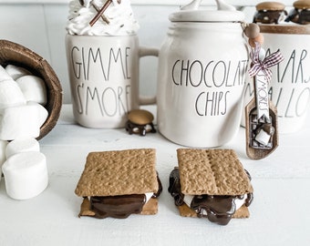 Faux S’mores Sandwhich- S’mores decor- S’mores bar decor - s’mores bar - campfire display- faux food - fake bake - Rae Dunn display