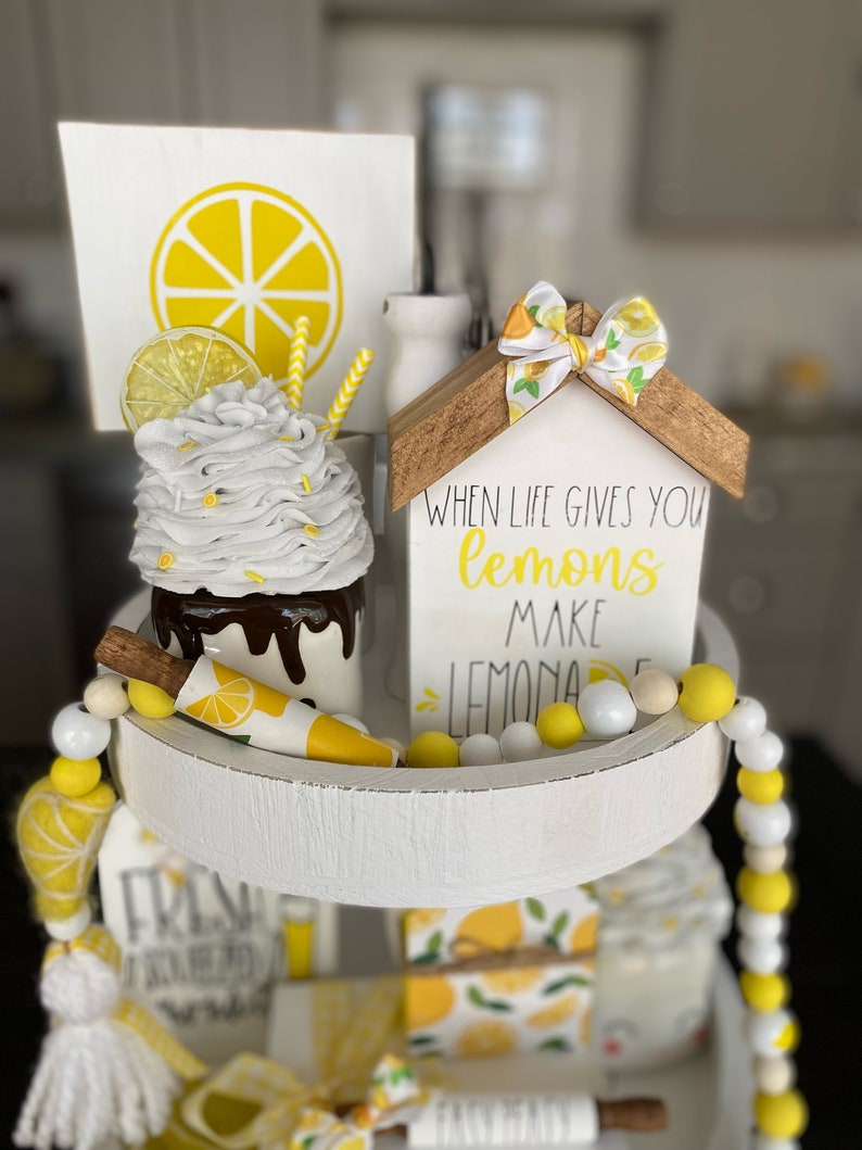 Lemonade Decor Bundle Lemon Tiered Tray Bundle Lemonade - Etsy