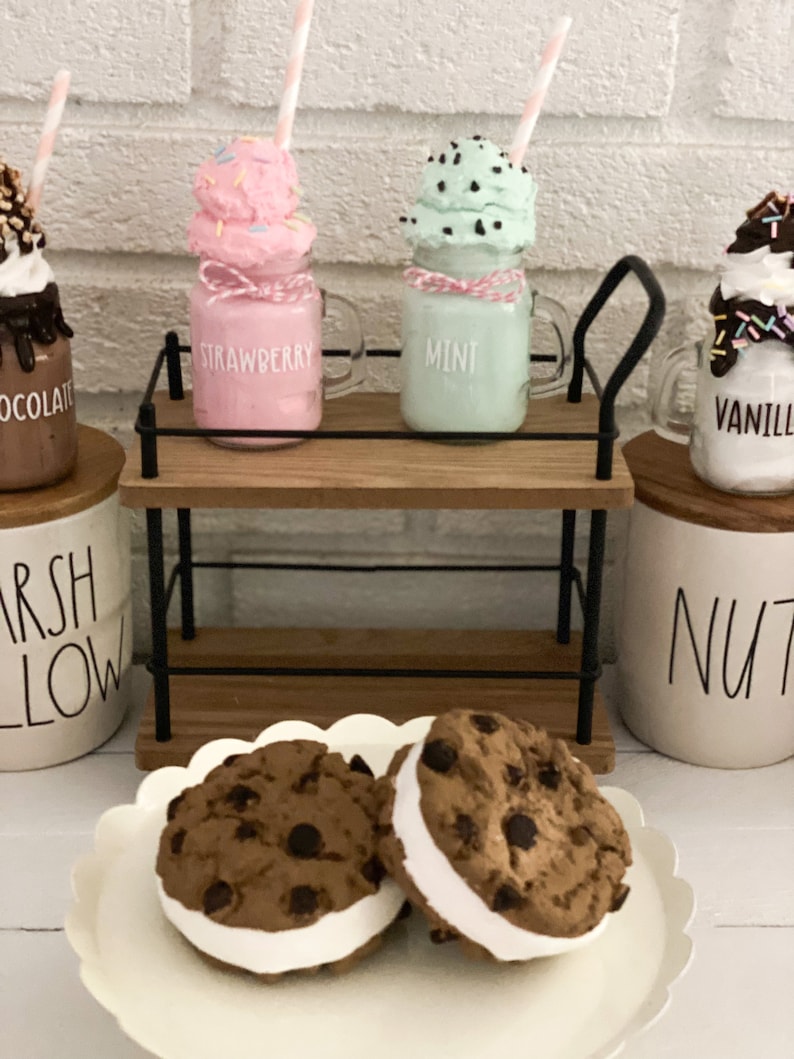 Faux Ice Cream Sandwich Fake Ice Cream Fake Sweets Fake Chipwich Ice Cream Day Tiered Tray Photo Props Fake Bake image 2