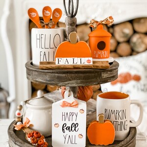 Fall Tiered Tray Decor Bundle, Farmhouse Fall, Fall Mini Ladder, Mini Tiered Tray Arch, Mini Farmhouse Fence, Pumpkin Tiered Tray Banner image 7