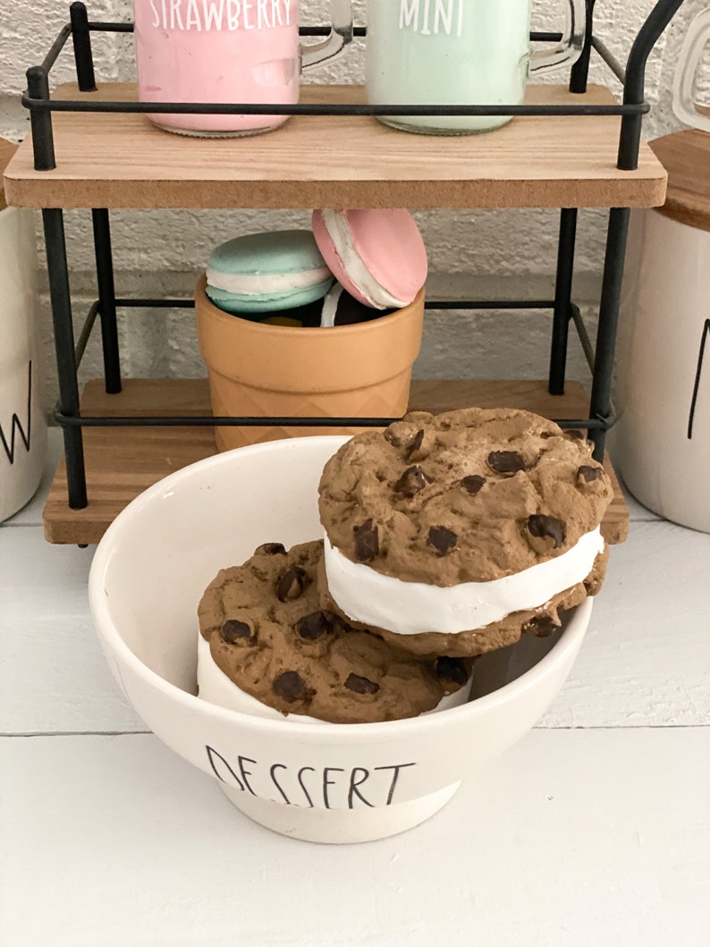 Faux Ice Cream Sandwich Fake Ice Cream Fake Sweets Fake Chipwich Ice Cream Day Tiered Tray Photo Props Fake Bake image 3