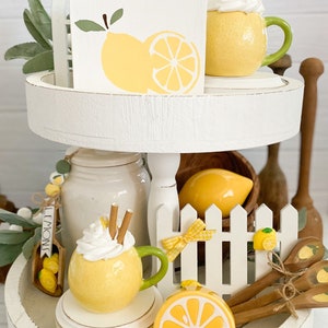 Mini Scoop Lemon Tiered Tray Decor Lemon Tiered Tray Set Lemonade Tiered Tray Summer Tiered Tray Summer Decor Lemon Scoop image 3