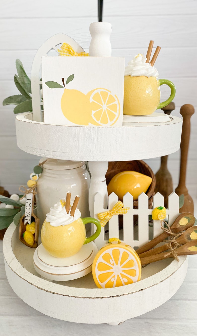 Mini Scoop Lemon Tiered Tray Decor Lemon Tiered Tray Set Lemonade Tiered Tray Summer Tiered Tray Summer Decor Lemon Scoop image 3