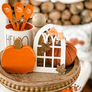 Fall Tiered Tray Decor Bundle, Farmhouse Fall, Fall Mini Ladder, Mini Tiered Tray Arch, Mini Farmhouse Fence, Pumpkin Tiered Tray Banner image 6