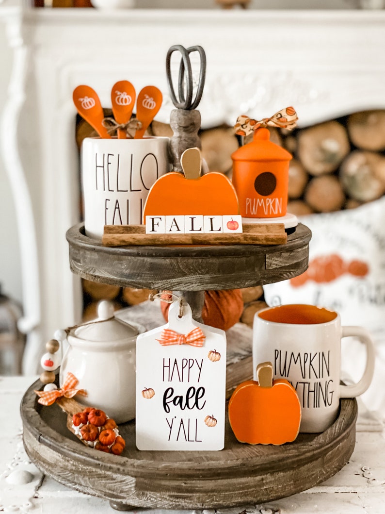 Mini Cutting Board Fall Tiered Tray Decor HAND CUTstands alone Pumpkin Fall Y'all Sign Fall Kitchen Farmhouse image 2