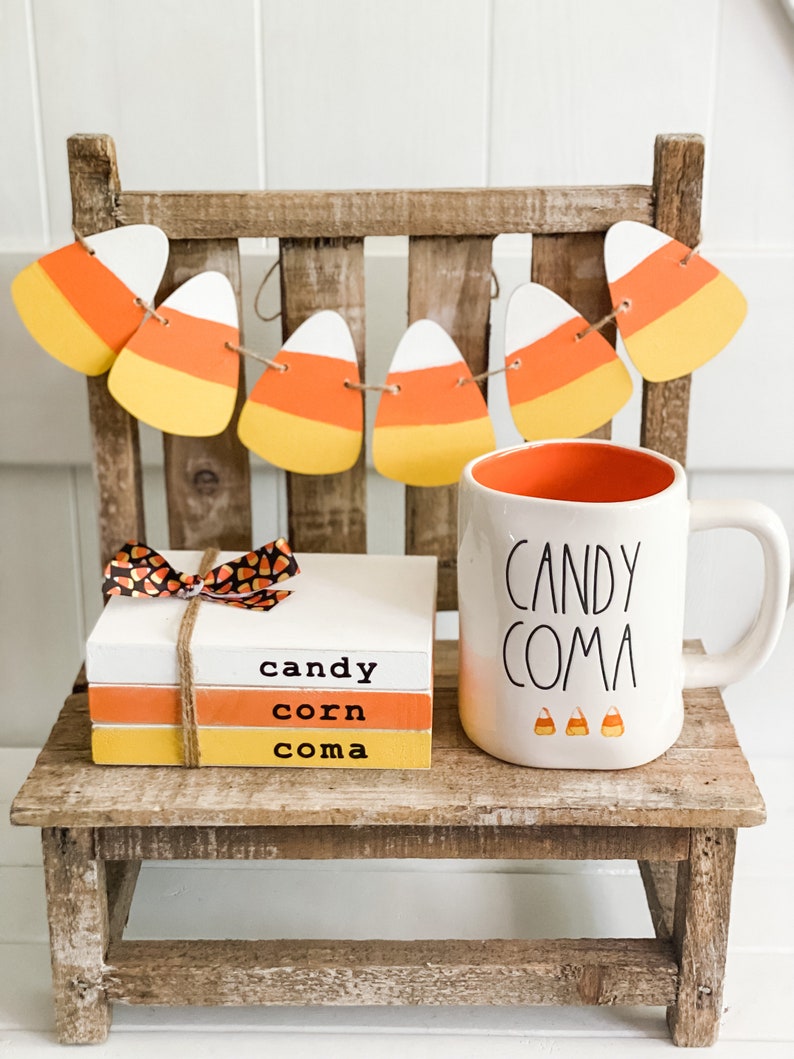 Tiered Tray Banner, Candy Corn Tiered Tray Banner, Halloween Tiered Tray Decor, Hand Painted ,Farmhouse Fall Decor, Rae Dunn Inspired, image 4