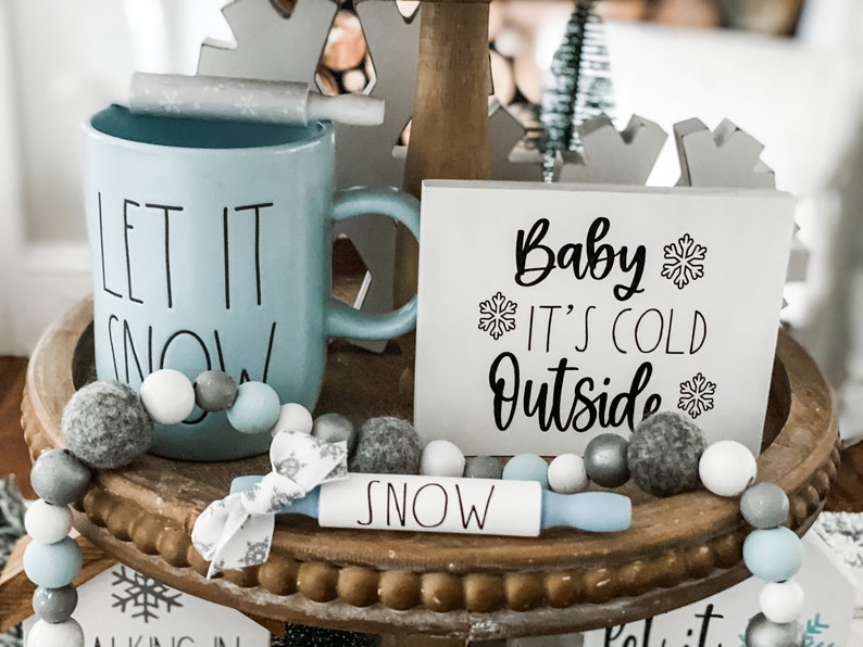 Winter Tiered Tray Decor Bundle Winter Bundle Snowflake Etsy