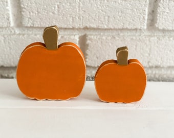 Wood Pumpkins, Set of 2, Fall Tiered Tray Decor, Hand Cut, Farmhouse Wood Pumpkin, Pumpkin Decor, Pumpkin Tiered Tray