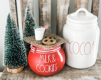 Mini Ceramic Pot, Santa's Cookie's Pot, Christmas Ceramic Decor, Santa's Cookie's Decor, Santa Ceramic Decor,Mini Faux Cookies, Mini milk