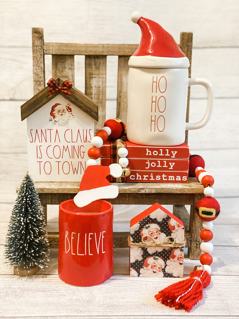 Christmas Decor Bundle for Tiered Tray Santa Bundleholly Etsy