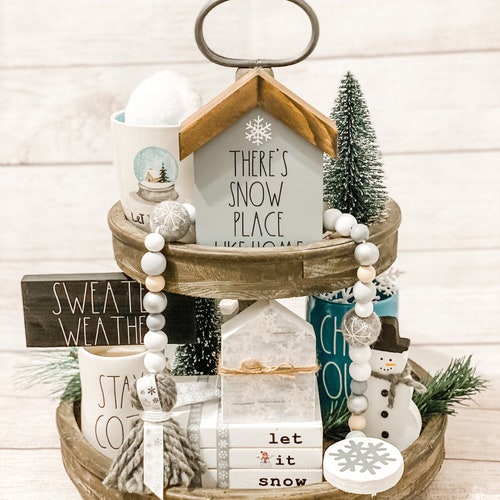 Winter Tiered Tray Decor Bundle Winter Bundle Snowflake Etsy