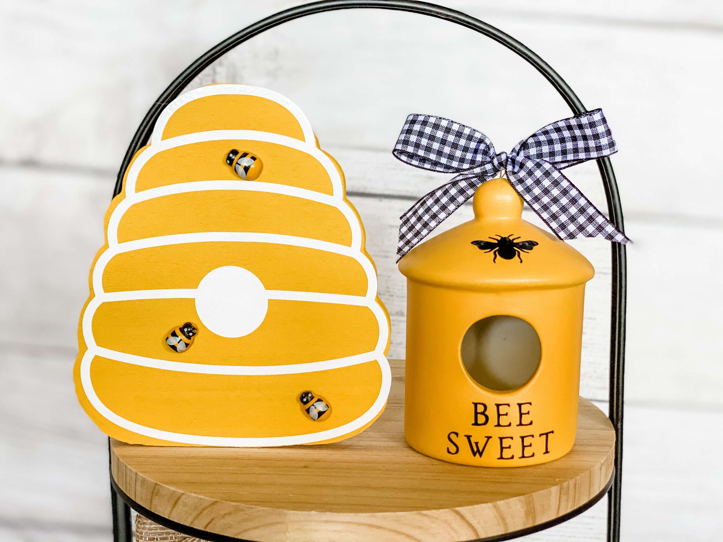 Mini Ceramic Decor, Tiered Tray Decor, Birdhouse, Bee Decor, Bee