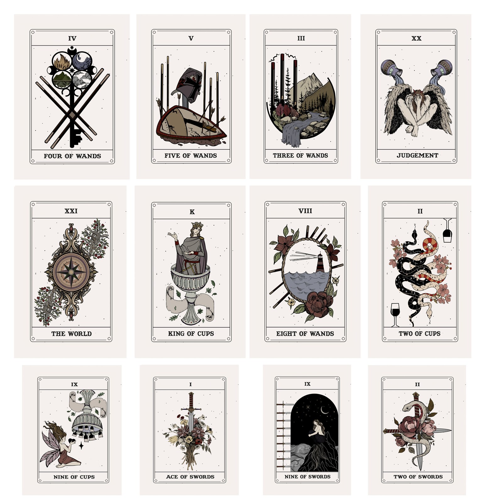 Rebirth Full 78 Card Tarot Deck Major and Minor Arcana Etsy UK