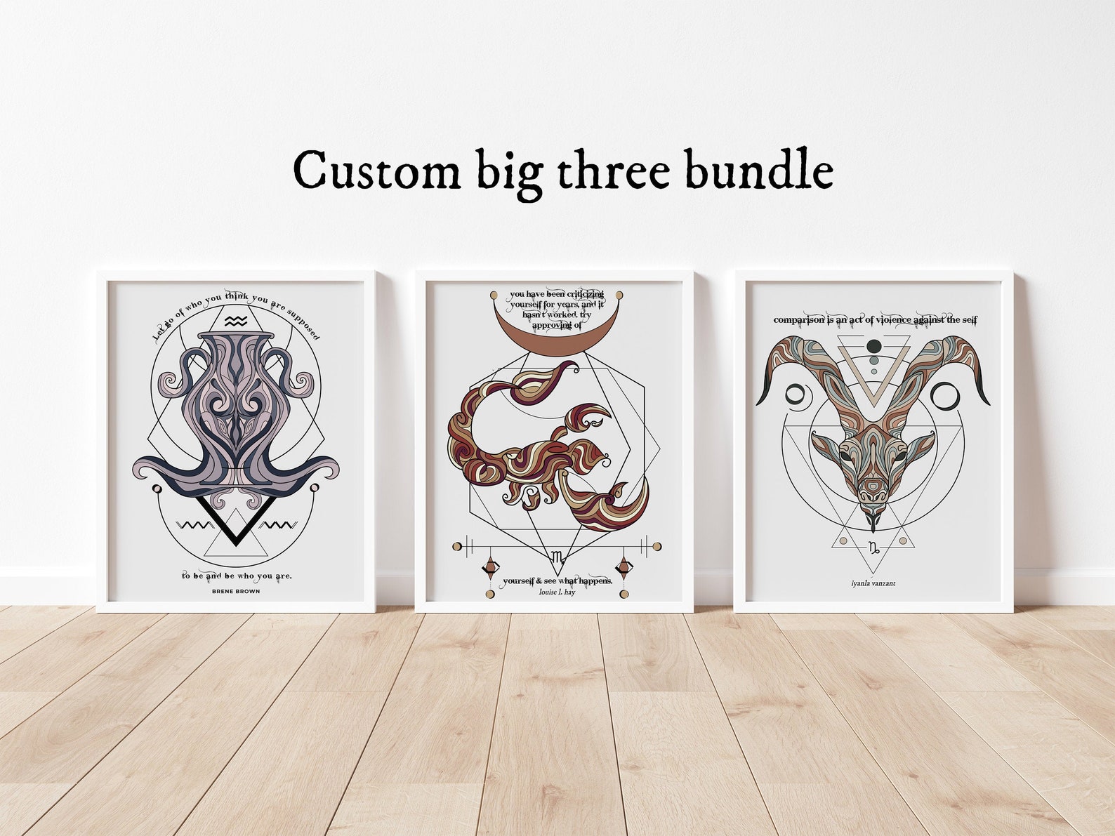 Big Three Zodiac Printable Set Star Sign Wall Art Zodiac Etsy