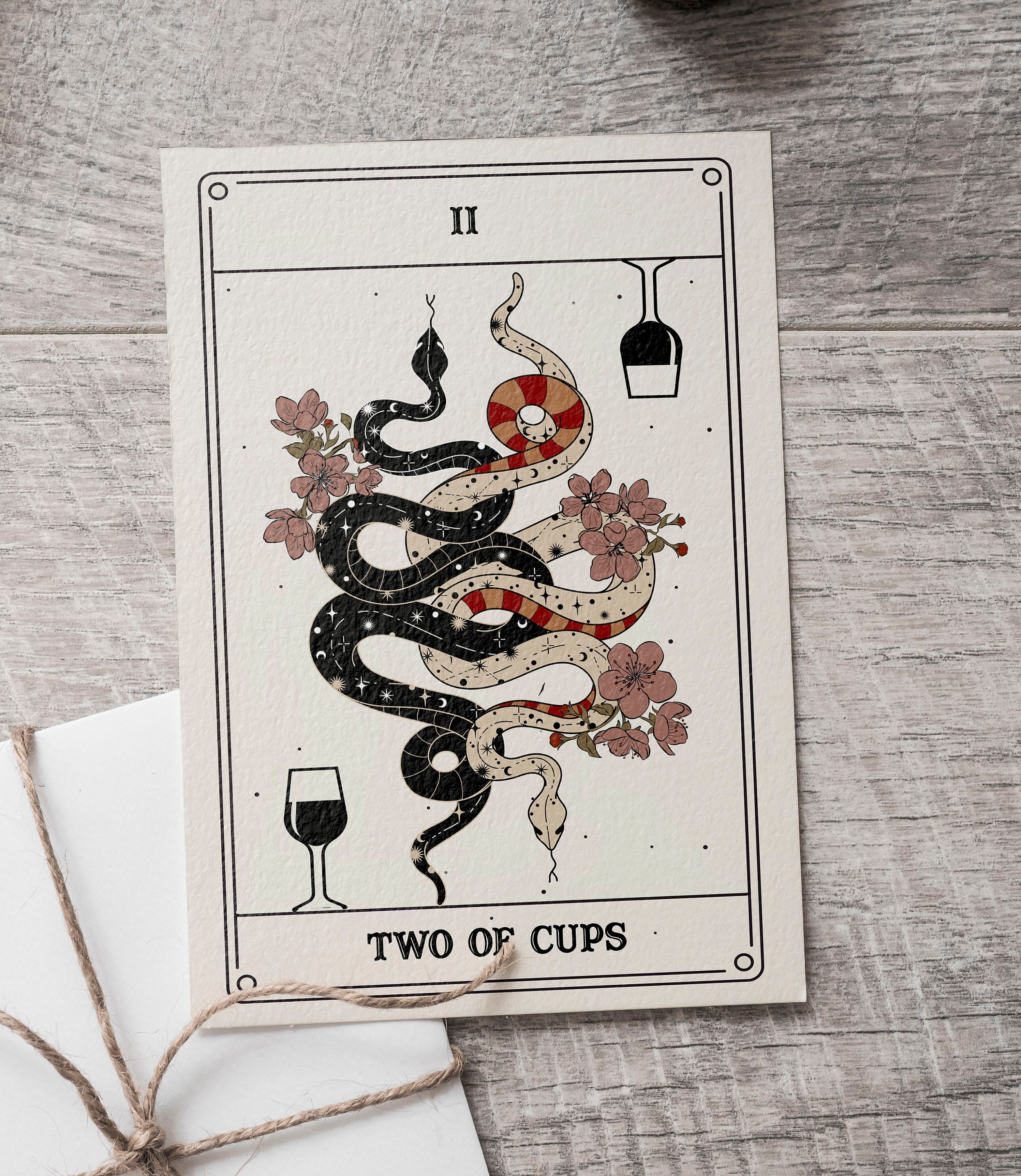 Two of Cups Tarot Printable Minor Arcana Poster Tarot Card Etsy