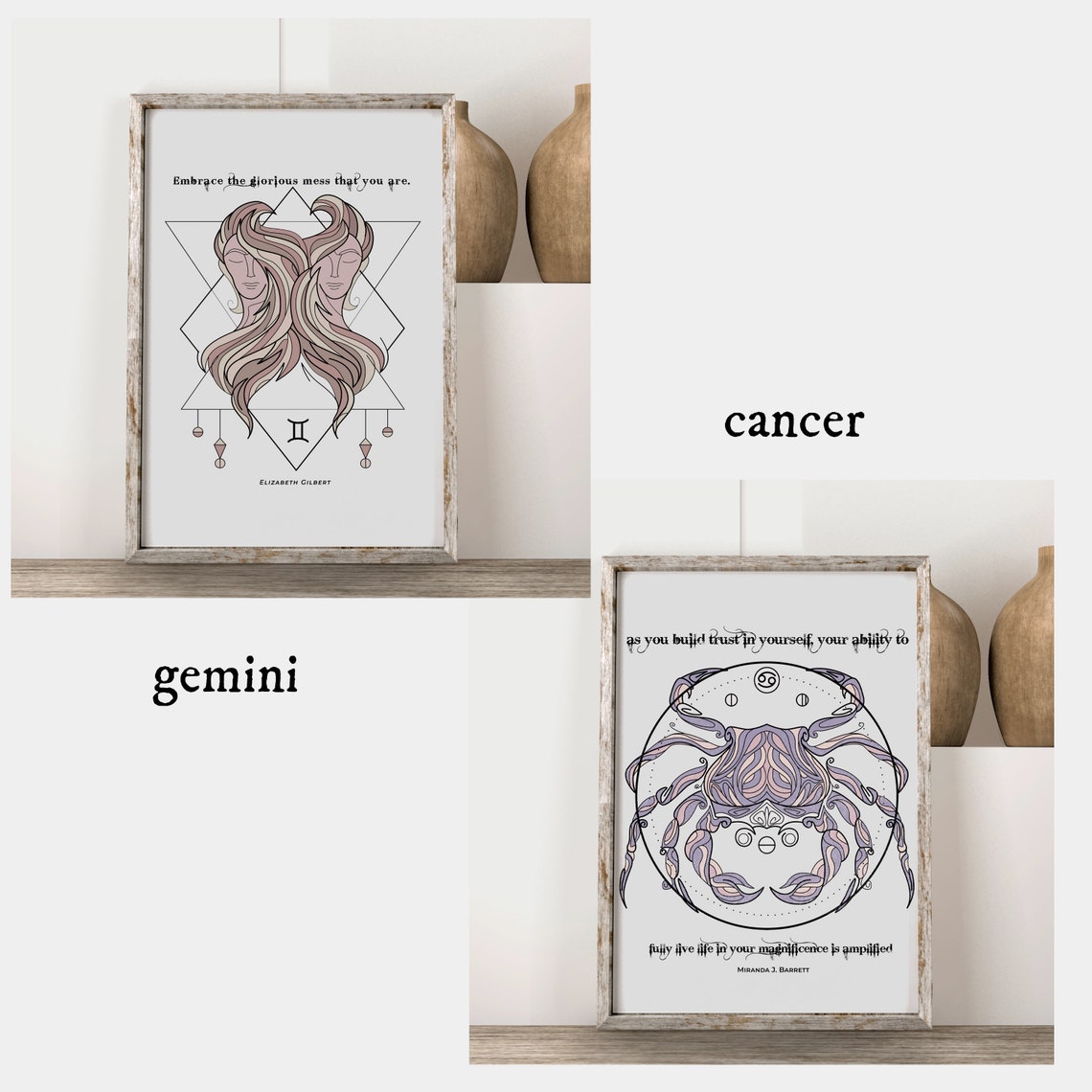 Big Three Zodiac Printable Set Star Sign Wall Art Zodiac Etsy