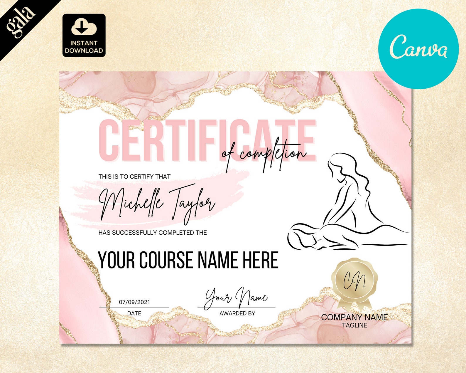 Certificate of Completion Massage Massage Certificate Etsy