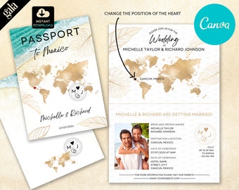 Editable template Passport Wedding Invitation for Your Destination Wedding 003