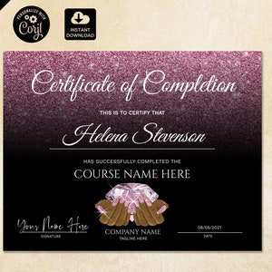 Certificate of Completion, Certificate Template,  Nail Technician Certificate, Nails salon Instant Download, Beauty salon certificate 108