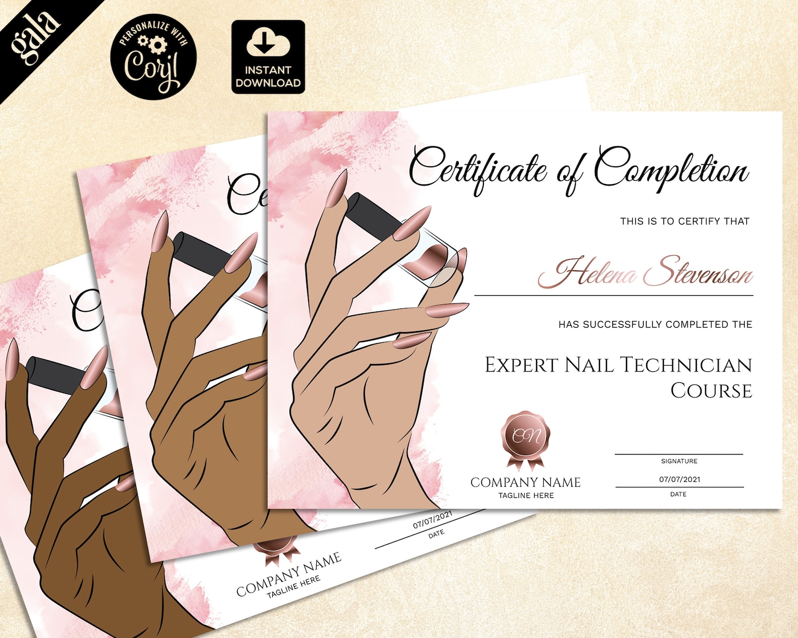 Certificate Of Completion Nail Technician Training Etsy