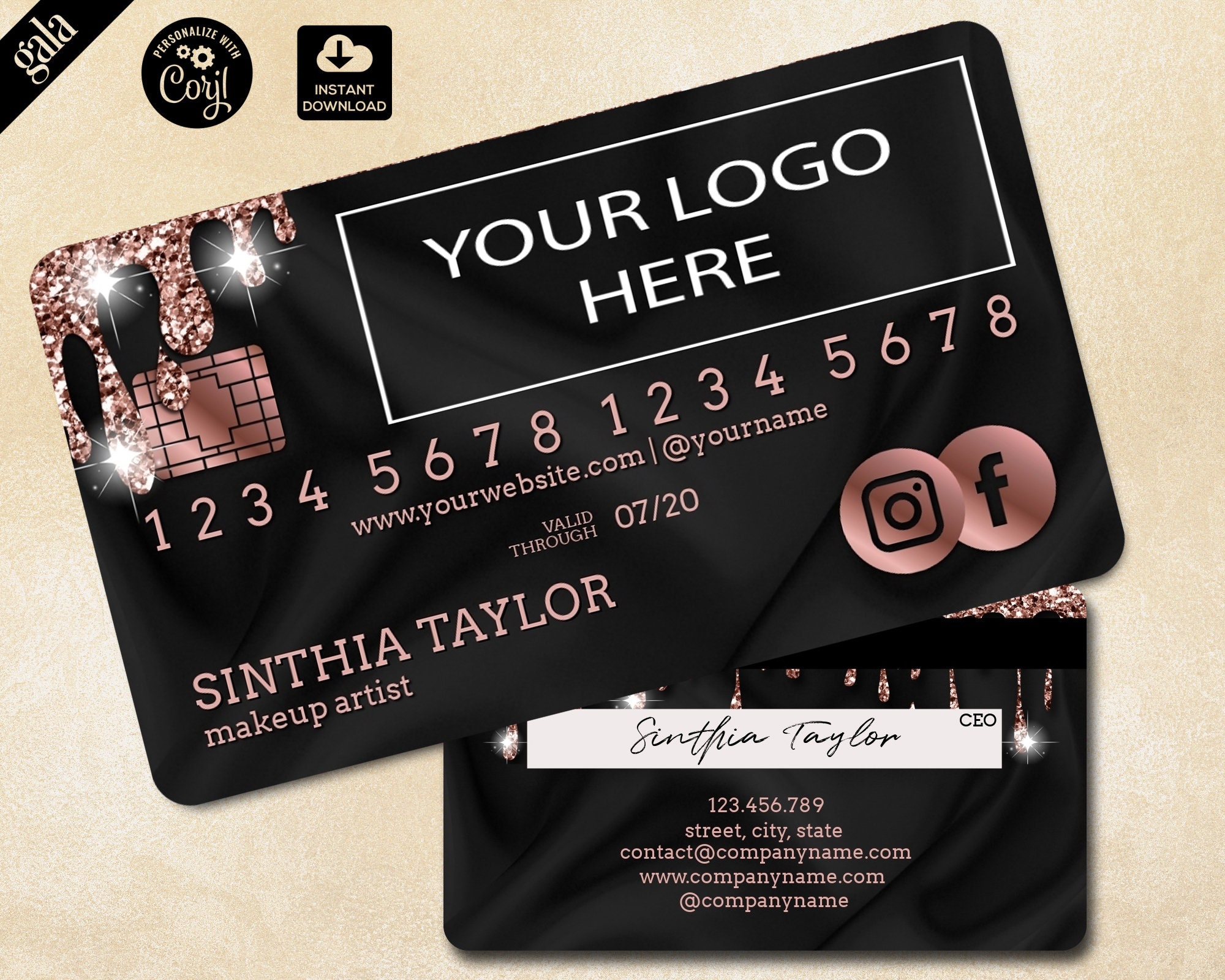 Credit Card Business Card Template Dripping Gold Credit Card Etsy Credit Card Business Card Template Dripping Gold Credit Card Etsy