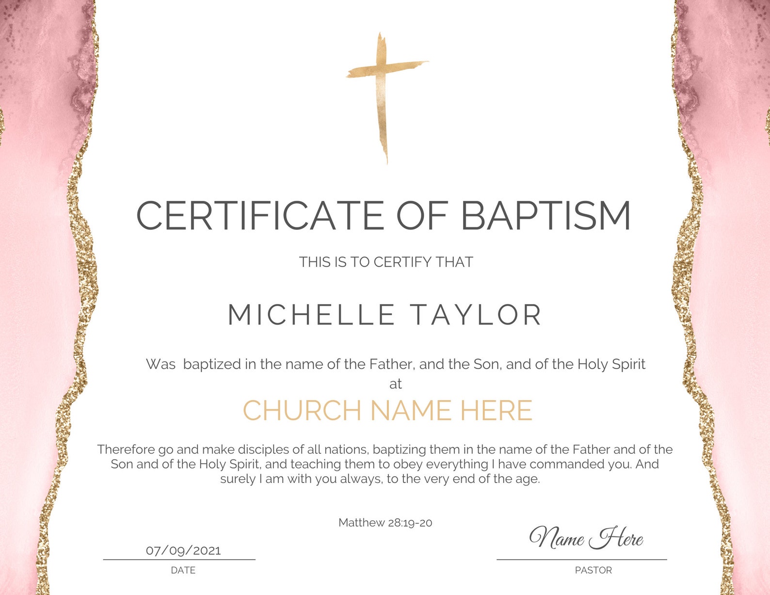 Baptism Certificate Template DIY Certificate of Baptism - Etsy