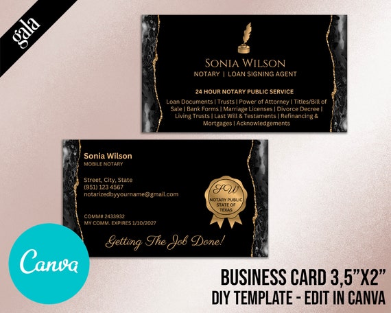 DIY Notary Business Card, Mobile Notary Services, Notary Signing.