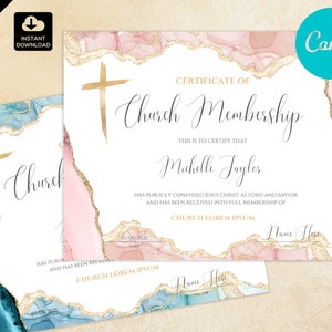 Plantilla Canva de Certificado de Membresía de la Iglesia 035