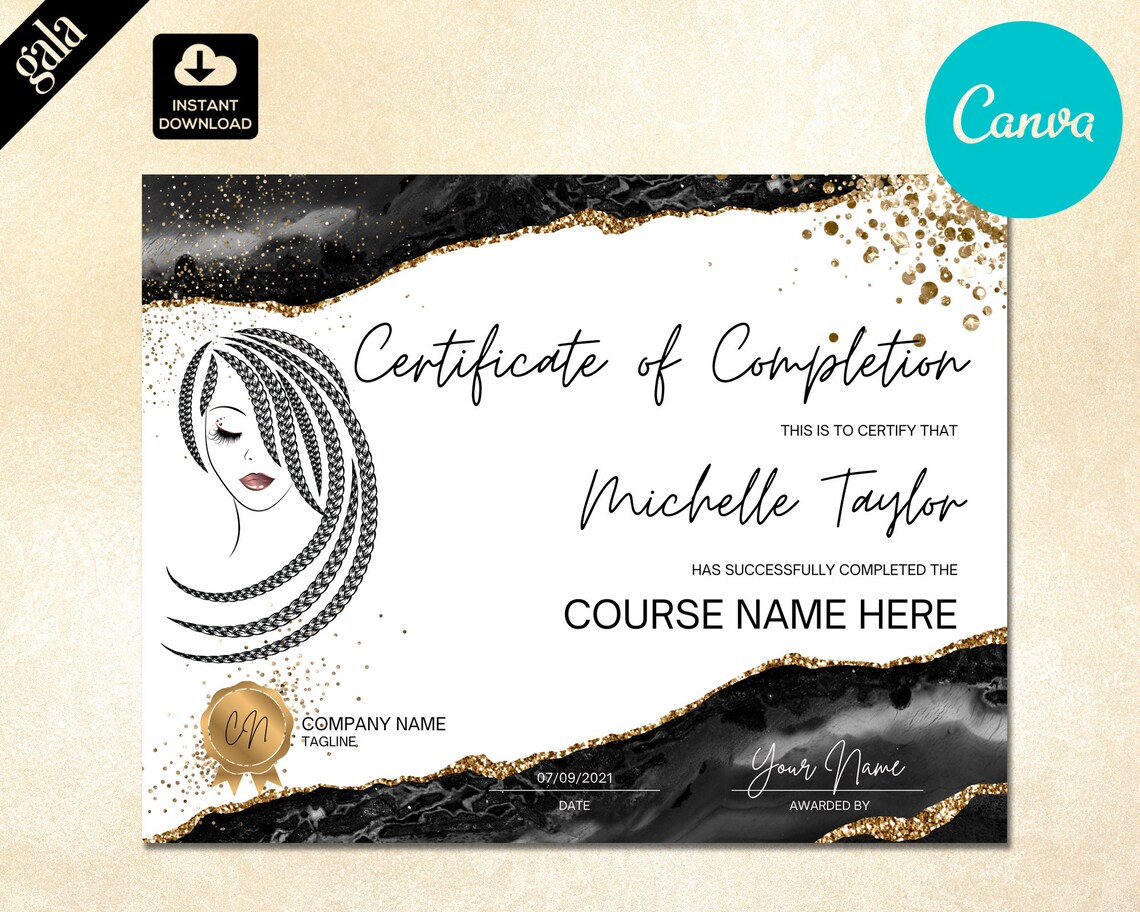 Certificate of Completion Braiding Certificate of Completion Etsy