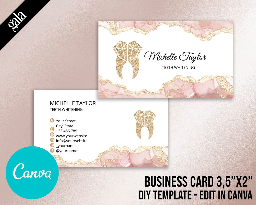 Teeth Whitening Business Cards, Dentist Logo, Teeth Whitening Logo