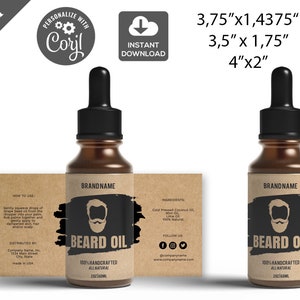 Beard Oil Bottle Label Template, Beard Oil Label Design, Vintage craft 006