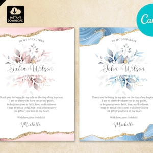 Personalized Godparent Letter as a Gift for Baptism, Godparents, Godmother, Godfather, from Godchild, Baptism Gift 001