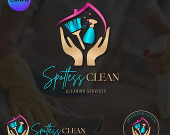 Cleaning Services Logo Design Canva Template: DIY Business Branding (Digital Download)