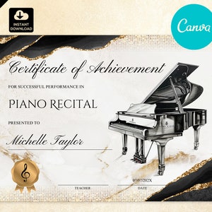 Bearbeitbares Klavier Klavier Recital Zertifikat für Achievement Template 8,5x11 "017