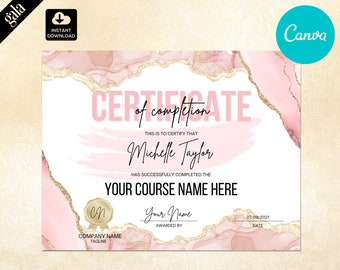 Certificate of Completion, Training Certificate Template,  Lashes beauty Certificate, Certificate of Appreciation, Makeup Certificate CAN014