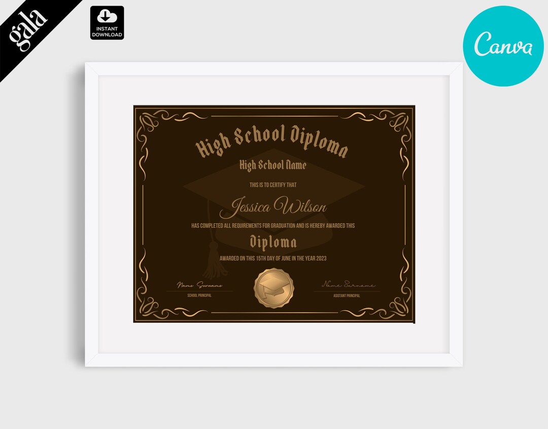 High School Diploma Template, Editable Homeschool Diploma,school ...