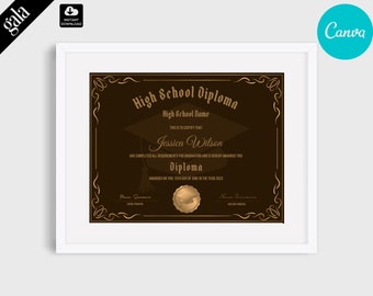 High School Diploma Template, Editable Homeschool Diploma,School Diploma, Homeschooling Diploma, Graduation Diploma Certificate, 002