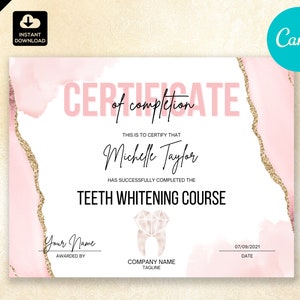 Teeth Whitening Certificate of Completion CAN046