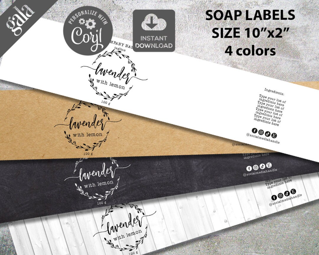 Label Template Natural Soap Labels, Floral Wreath Product Label ...